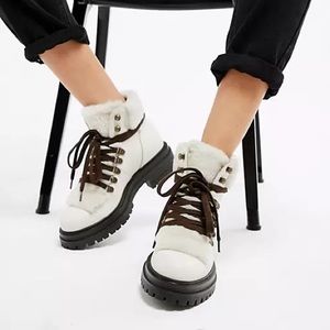 SOLD OUT Kurt Geiger Regent White Leather Fur Booties